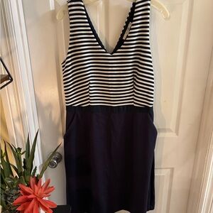 Boden Navy and White Striped Sleeveless Dress, size 12
